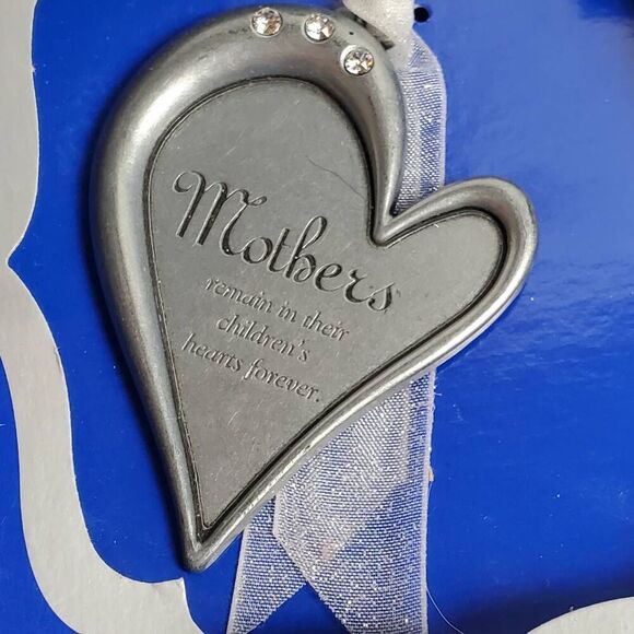 Gloria Duchin Mothers Heart Christmas Ornament Swarovski Elements Silver Ribbon - Picture 2 of 3